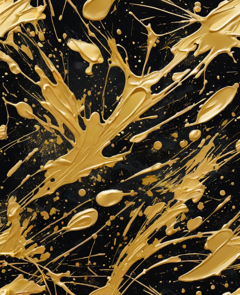 Graffiti, scribble, Comics by Petra Cortright, best quality, masterpiece, gold paint splash artwork, Representative work, official art, Professional, Ultra intricate detailed, 8k, gold paint splash art, black background 