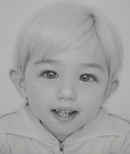 Realistic color photography style、Smiling emphasizes nasolabial folds. Make the chin a little thinner and accentuate the nasolabial folds.、I want it to look more like a color photograph...............。3 year old boy, Xu々To、Clearly visible、鼻から口Toかけての深いほうれい線を強調します、Generate left and right dimples、Show me your beautiful smile.。Make your eyes look cute with double eyelids.