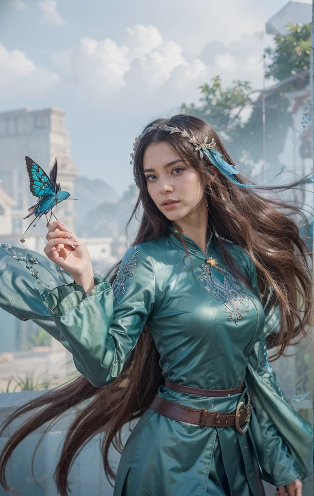 a close up of a girl , white hair , big booobs , blue eyes , shadowbringers cinematic, 4 k detail fantasy, a beautiful fantasy empress, game cg, xianxia fantasy, xianxia hero, 2. 5 d cgi anime fantasy artwork, cinematic goddess close shot, ruan jia and artgerm, wow 4 k detail fantasy, hyperdetailed fantasy character