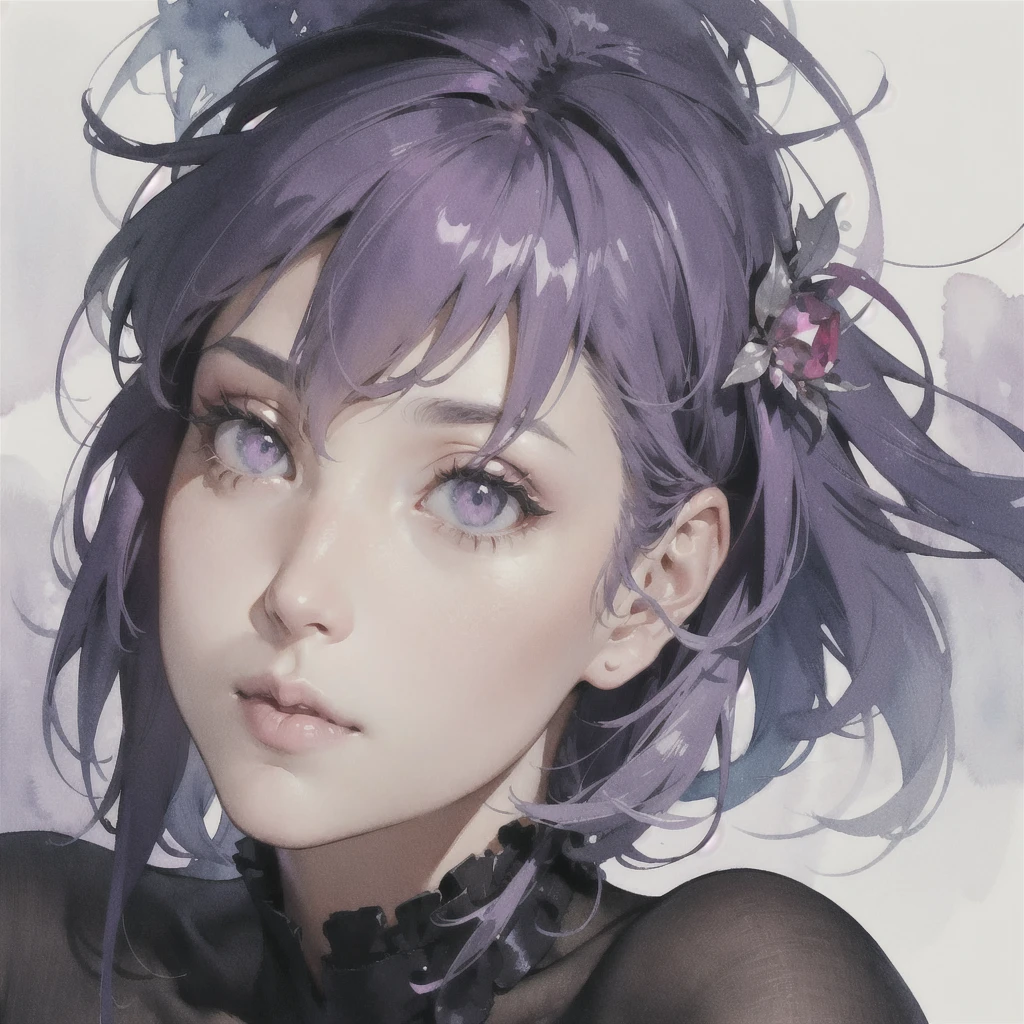 Deep subliminal, Surrealism, in watercolor style, Photorealism, discreet ruby and lilac shades, look from bottom to top