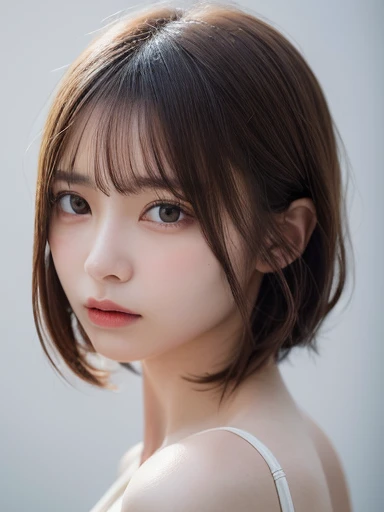 (masterpiece:1.3), (8K, Photorealistic, RAW Photos, Best image quality: 1.4), 20 year old flat chested girl、(Random hairstyle:1.2)、Super detailed face、Eye on the details、double eyelid、Sharp focus:1.2、Beautiful woman:1.4、Light brown hair、Highest quality、masterpiece、Ultra-high resolution、(Photorealistic:1.4)、Highly detailed and professional lighting、Beautiful girl naked、thin、Serious expression、Short Hair、Deadly position、Clear Skin、Random Pause、Shiny Hair、Sculpture model pose、