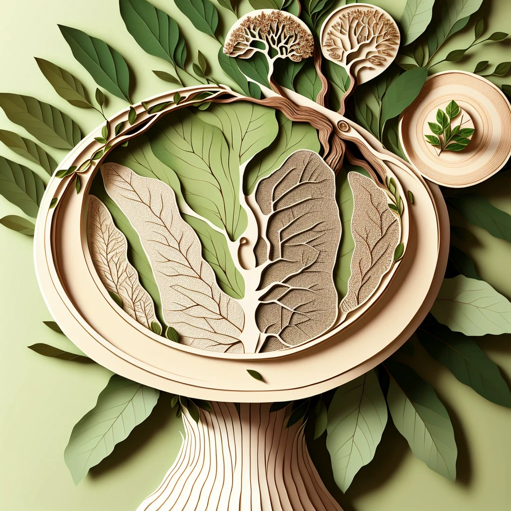 A natural and organic depiction of an coffee tree, featuring earth tones and botanical motifs representing her connection to nature and the environment, influenced by botanical illustrations, present as a borders of page