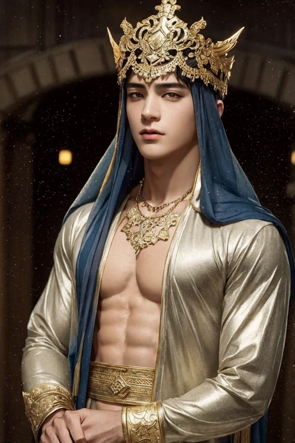 Chinese God, legend, China's Odyssey, handsome, blink, topless, muscle, Athlete's body, full frame, sexy, professional lighting, Hanfu costume, ancient chinese dress,to break out,Split your legs,chinese heaven background, Bulge under panties, Hanfu warrior, King Hanfu, Hanfu man, Hanfu Nobel, seduce, Sexual appeal,Separate your legs slightly.,Open the bottom,Long, large convex crotch,Not wearing underwear,big penis,big cock,long cock,No underwear,Topless,in the palace,Naked soldiers stood around.,Several naked men stood around.,