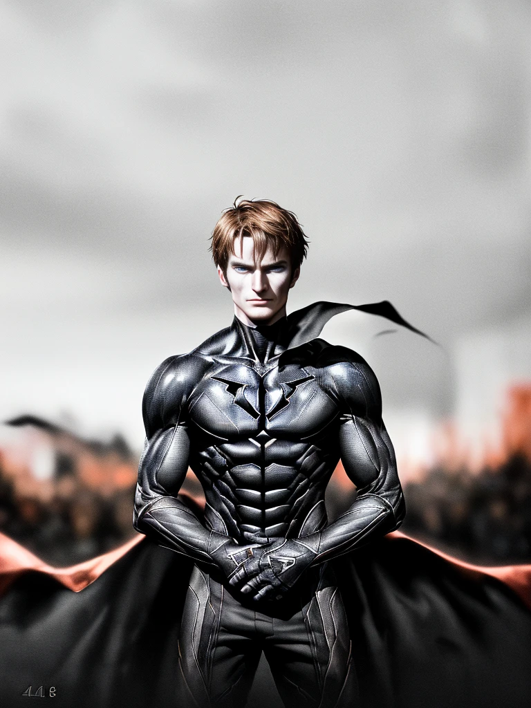 David Tenant, evile Super heroi, shorth hair, hazel eyes, pretentious smile, Caucasian skin, sensuous, (best qualityer,4K,8K,high resolution,work of art:1.2),ultra detali,(realisitic,photorealisitic,photo-realisitic:1.37),Super heroi,evil,villain,intense gaze,detailed facial features,dramatic lighting,dark and moody atmosphere,Bright dark,cinematic,portraite