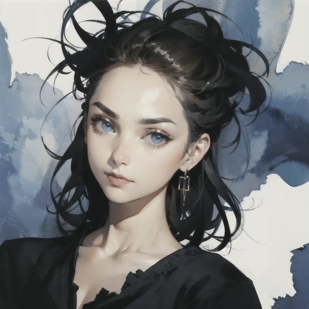 Deep subliminal, Surrealism, in watercolor style, Photorealism, A glance from under the brow, depth
