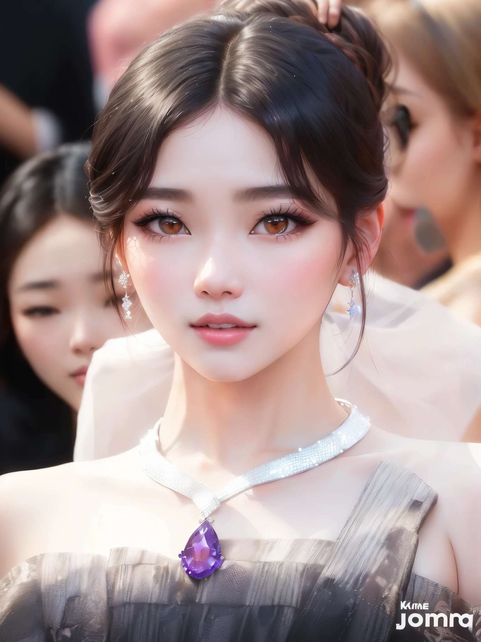 a close up of a woman wearing a necklace and a dress, kim doyoung, sun yunjoo, lee ji - eun, lee ji-eun, popular south korean makeup, gongbi, park ji-min, jinyoung shin, jisoo of blackpink, blackpink jennie, heonhwa choe, beautiful south korean woman, sha xi, hwang se - on, karina aespa