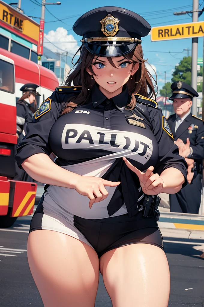 bad fat police, with open hands wanting to catch something