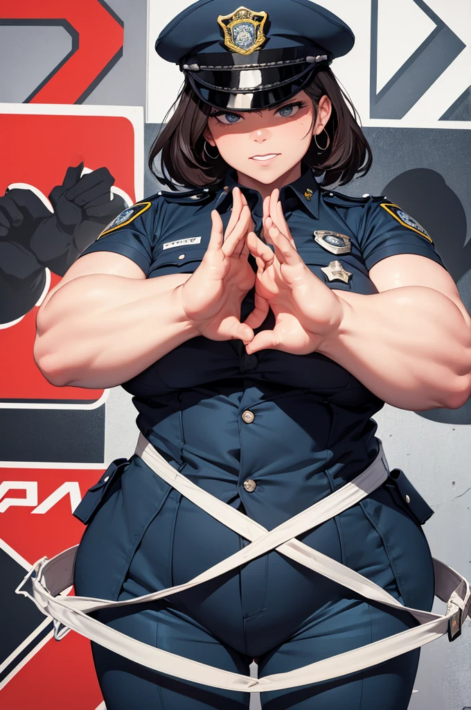 bad fat police, with open hands wanting to catch something