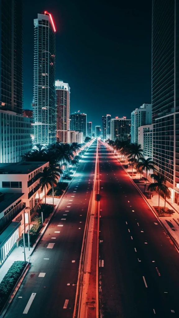 Background image: Miami, night, empty road