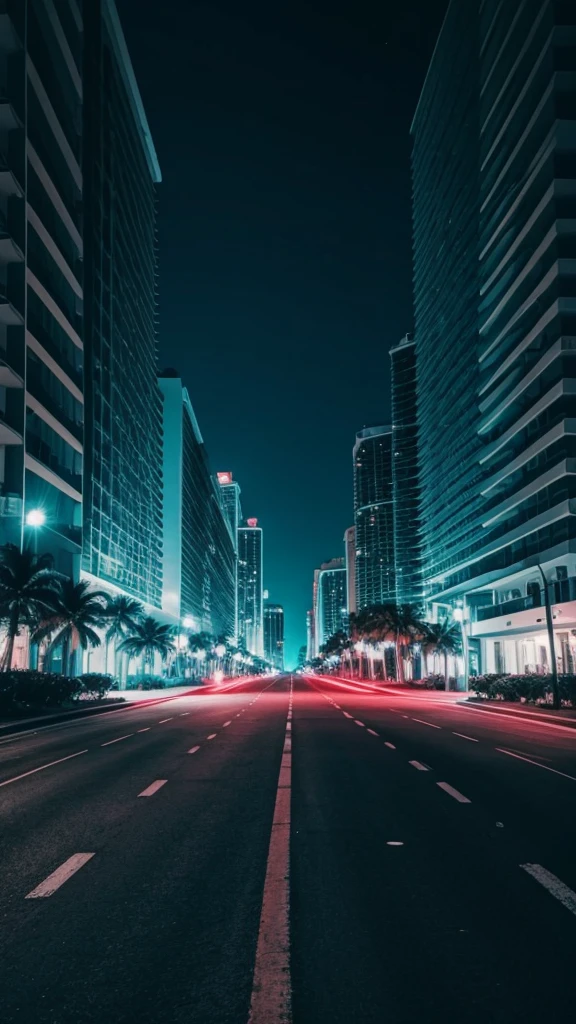 Background image: Miami, night, empty road