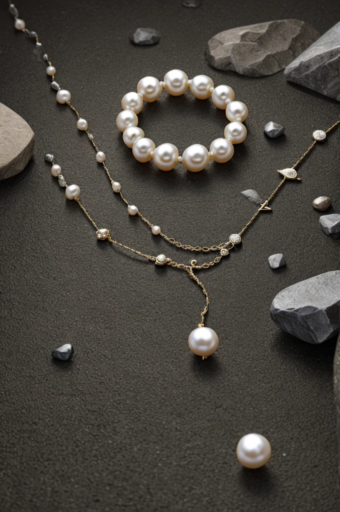 Generate a landscape with pearls, stones and astrology 