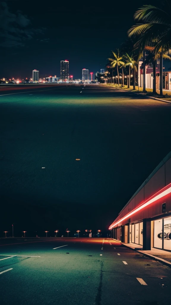 Background image: Miami, night, empty parking lot