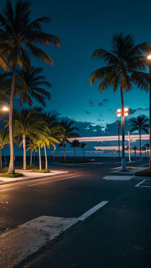 Background image: Miami, night, empty parking lot