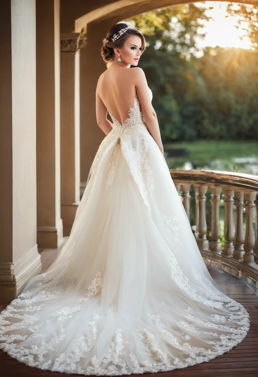 Beautiful woman, beautiful bride dresses, beautiful style, beautiful makeup, full length