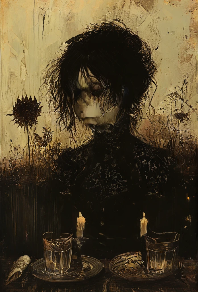 Her demon army took chrysanthemums and daffodils at the burnt ends., twilight, สารglow, glow