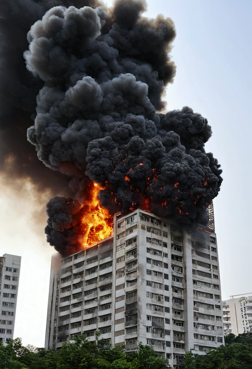 Smoke billows from a building, huge explode, large explode, 巨大explode, explode and smoke, fire smoke and explode, 炸弹explode, explode背景, Black smoke covered the area, [explode and fire], explode and fire, explode, huge explode everywhere, 火灾和explode, Fire, Thick black smoke billows, 大explode