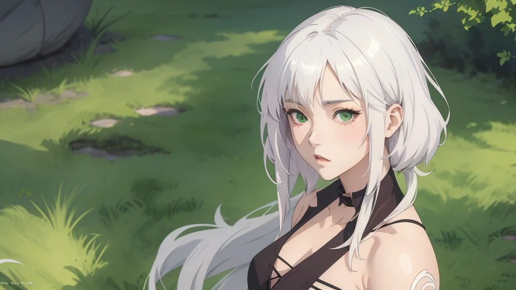 there is a woman with white hair and green eyes posing, wlop loish and clamp style, artwork in the style of guweiz, loish and wlop, wlop art, the style of wlop, intricate wlop, wlop glossy skin, art of wlop, stunning anime face portrait, detailed digital anime art, in style of wlop