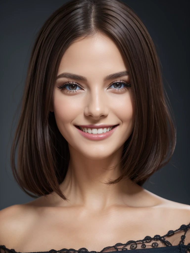 School french teacher, Beautiful makeup, beautiful, (( smile )), double eyelids, Touching hair with hand (best quality, highest rated, 8K))