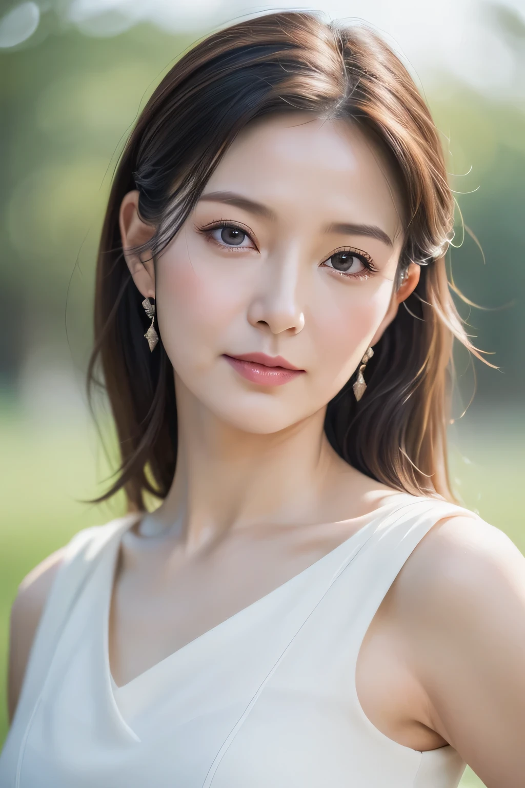 (masterpiece:1.0), (Highest quality:1.4), (超High resolution:1.2),(8K, RAW Photos:1.2), (Soft Focus:1.4) ,Beautiful mature woman, (48 years old:1.3), (Sharp focus:1.4),Cute face with attention to detail,Beautiful, white, radiant and moisturized skin, The viewer's eyes, Fine details in the background,Mature Woman, chest, Long Hair, Brown Hair, Dynamite ignition, Attractive body, View your viewers, indoor, Wearing a dress, Are standing, Detailed body, Attractive body, The perfect human body, High cheekbones, (Ultimate Quality, masterpiece, High resolution:1.0), (photoRealistic, Realistic:1.9),