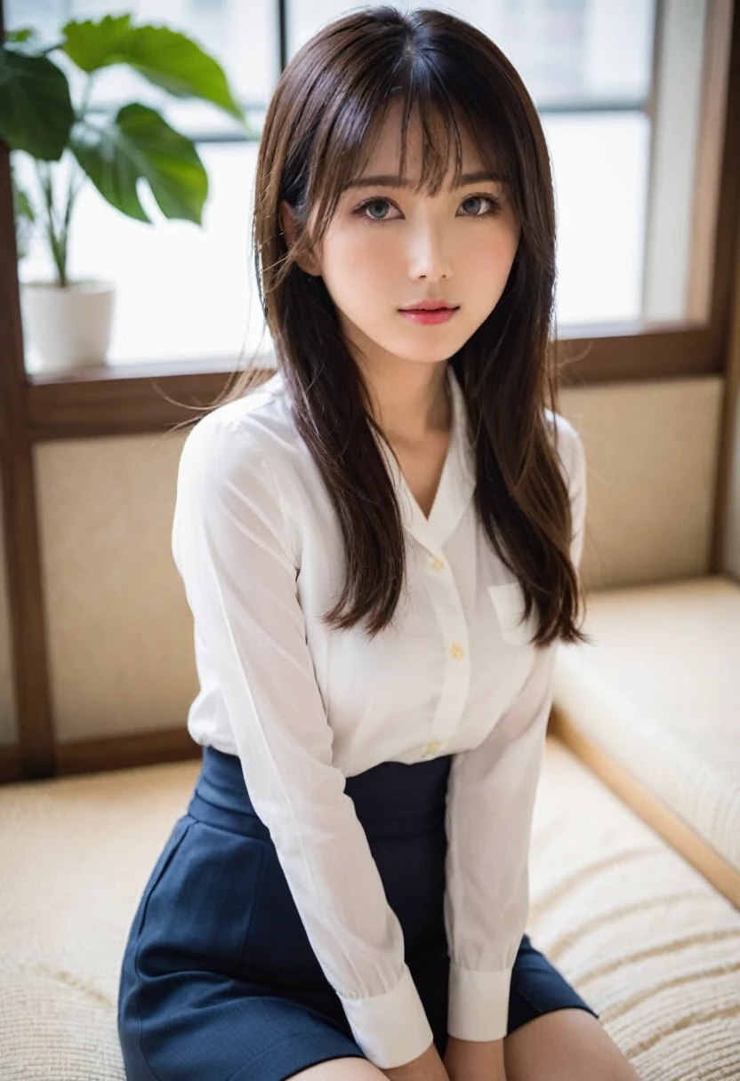 28 years old、Japan housewives、Straight hair slightly longer than shoulders、living