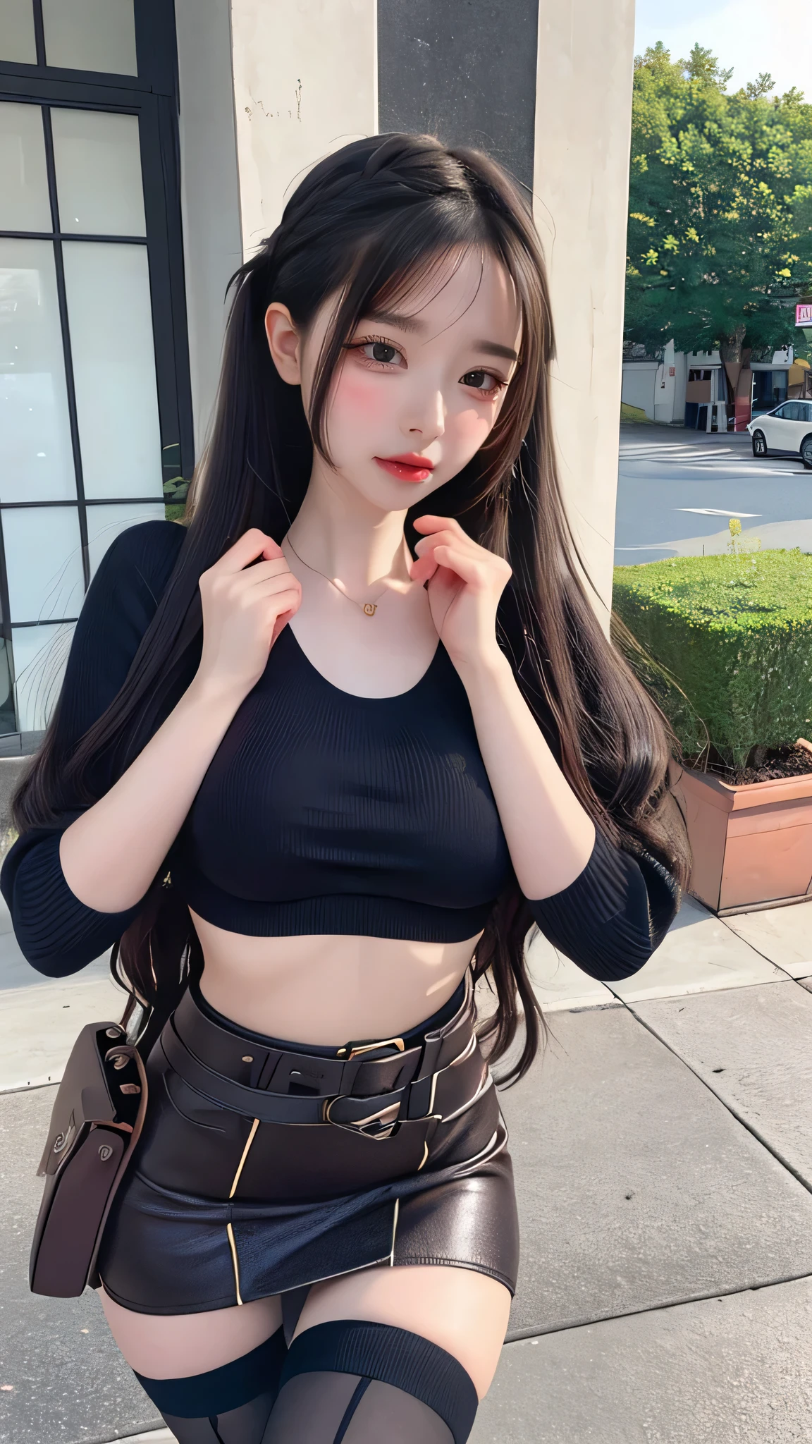 (random porn pose),(Thin type:1.8),(big breasts),(random hairstyle),(Highest image quality,(8k),ultra-realistic,best quality, high quality, high definition, high quality texture,high detail,beautiful detailed,fine detailed,extremely detailed cg,detailed texture,a realistic representation of the face,masterpiece,Sense of presence),sweater,tight mini skirt,stockings,Engineer boot