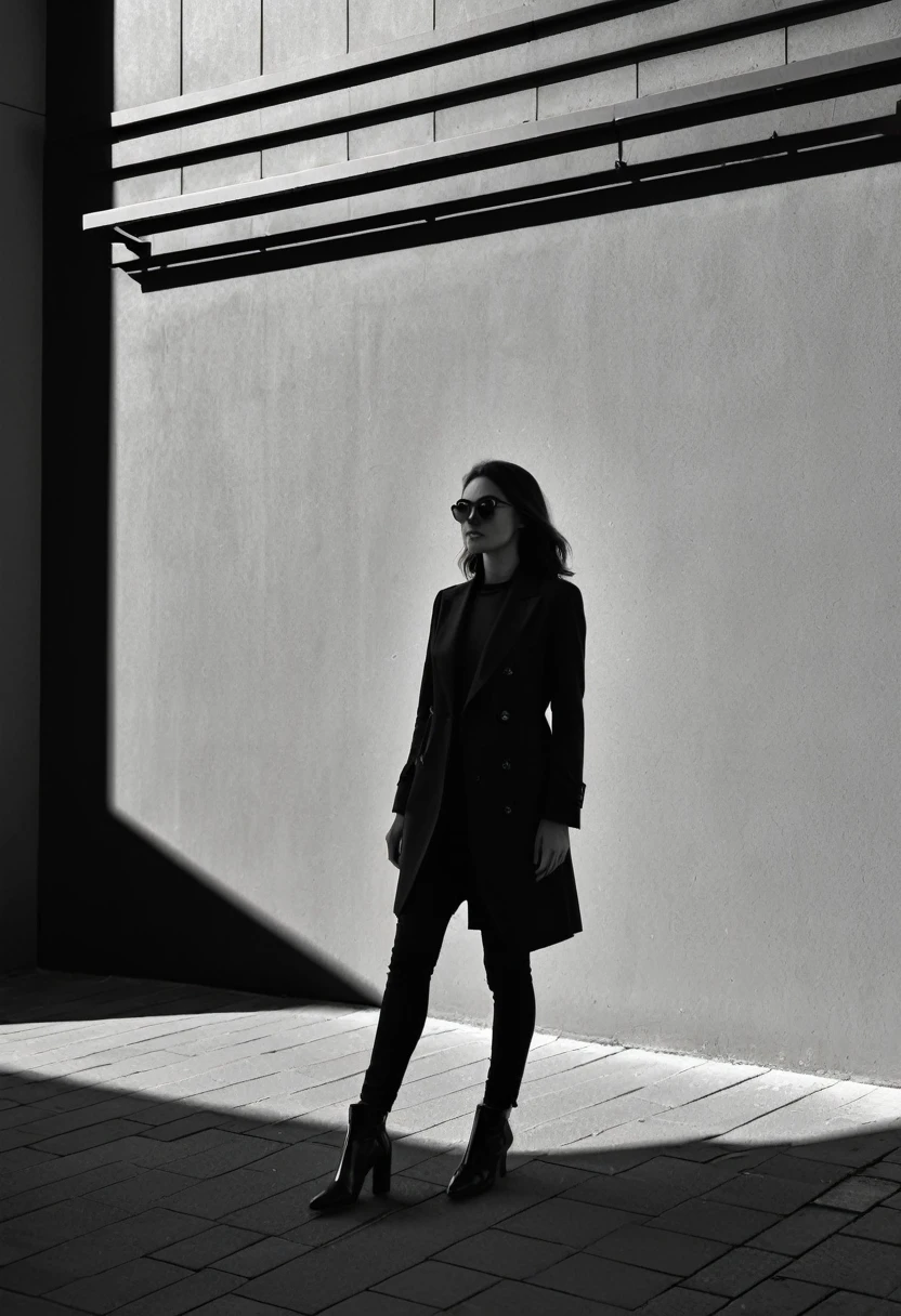 high resolution photography, Woman, impressive use of shadows, in the style of sharp lines and shapes,  ultra HD, filmed on a Sony A7III --ar 1:2 --gross style --stylize 250