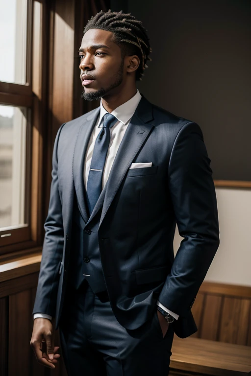black man in suit watching the return of Jesus