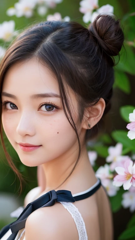 One Girl、(beautiful girl、Delicate girl:1.3)、(21 years old:1.3)、break、(Spring Clothes:1.3)、break、Very beautiful eyes、(Symmetrical eyes:1.3)、break、(Countless flowers、 a colorful flower field:1.3)、break、Small breasts、Brown eyes、(((double bun)))、Show your forehead、Brown Hair、break、(Eye and facial details:1.0)、break、(masterpiece、Highest quality、Very detailed) 、Detailed face、8K)、Cowboy Shot、smile:1.4、see-through、Open your mouth a little、Off the shoulder、Round Glasses、Raise your hands、freckles