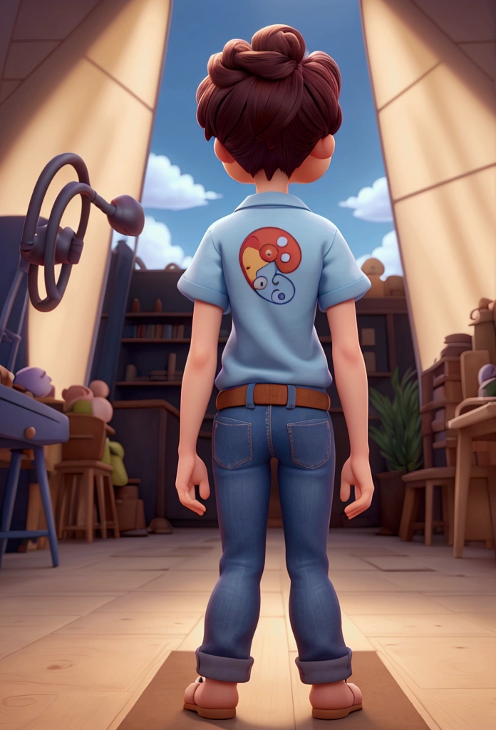 Pixar, from behind, wide shot, foreshortening, anime, panorama, best quality, masterpiece