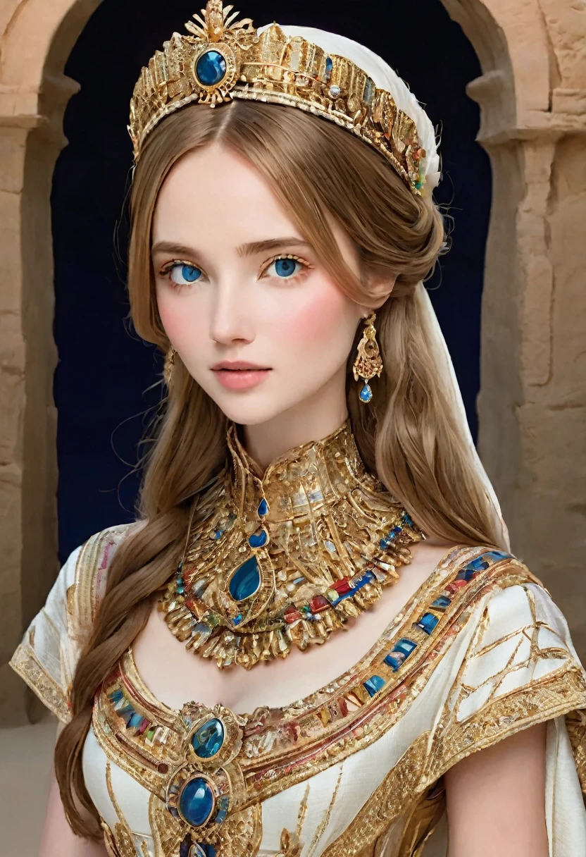 score_9,score_8_superior,score_7_superior,score_6_superior,score_5_superior,score_4_superior, Highest quality, masterpiece:1.2, One Queen, Empire of Sand, The world of The Mummy, Empress of the Desert, Frozen Desert, Night desert, Very elaborate costume, 