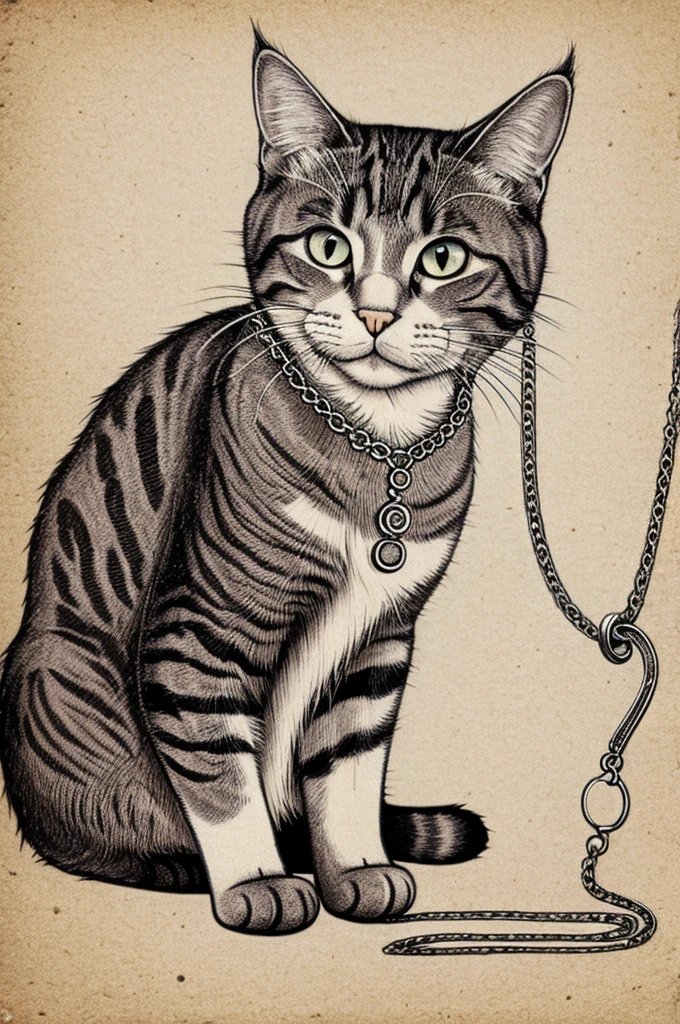 (cat with a necklace) line art