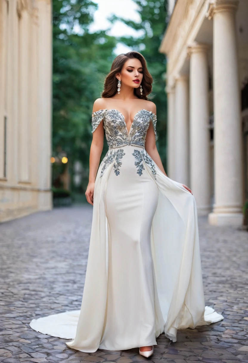 Beautiful woman, beautiful style, beautiful accessories, beautiful makeup, beautiful dress, full-length,