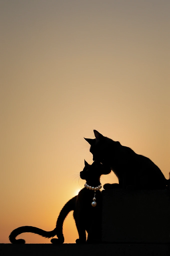 Silhouette of a cat with pearl necklace
