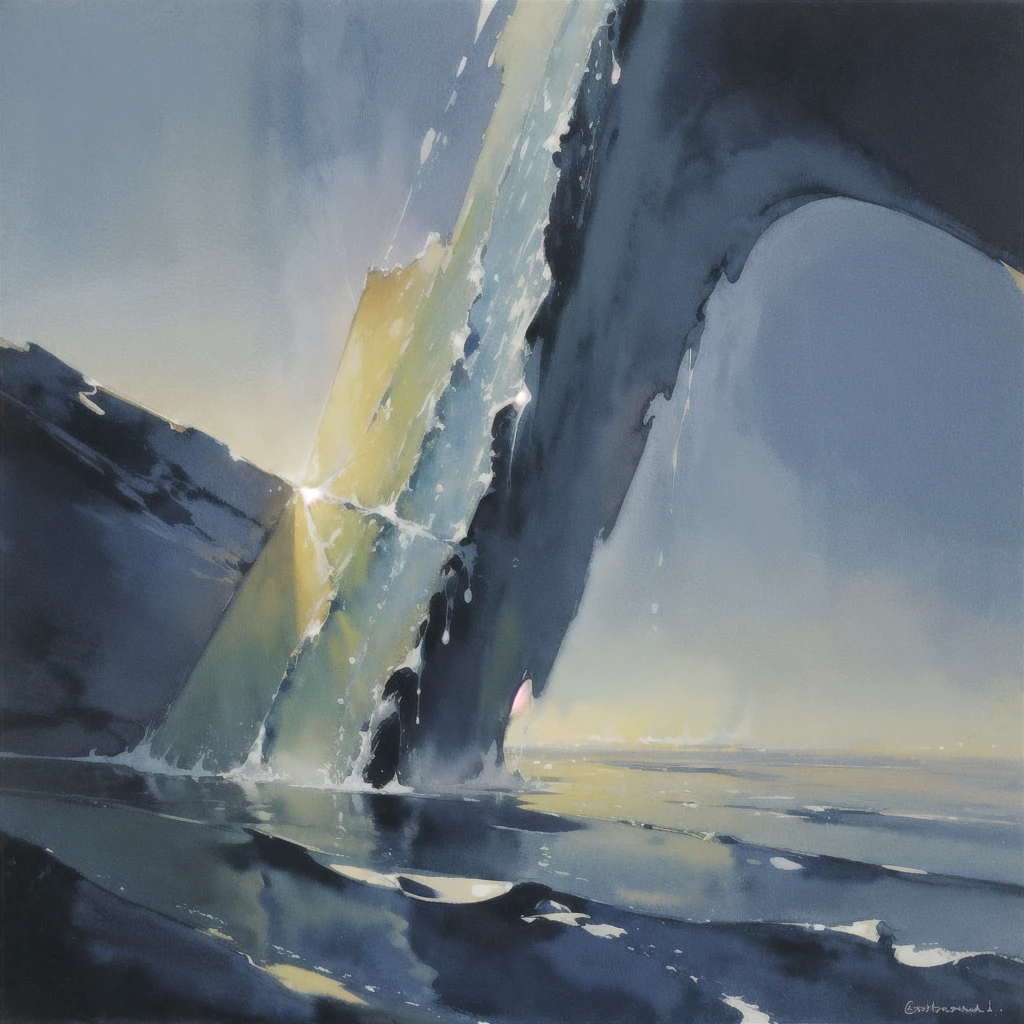 Deep subliminal, Surrealism, in watercolor style, Photorealism, look from bottom to top, depth, Water