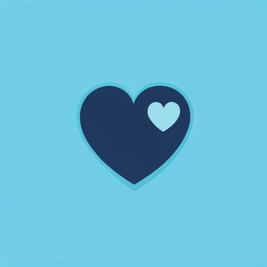 A perfect logo for Disney, with a magical dark blue heart, light blue and turquoise.