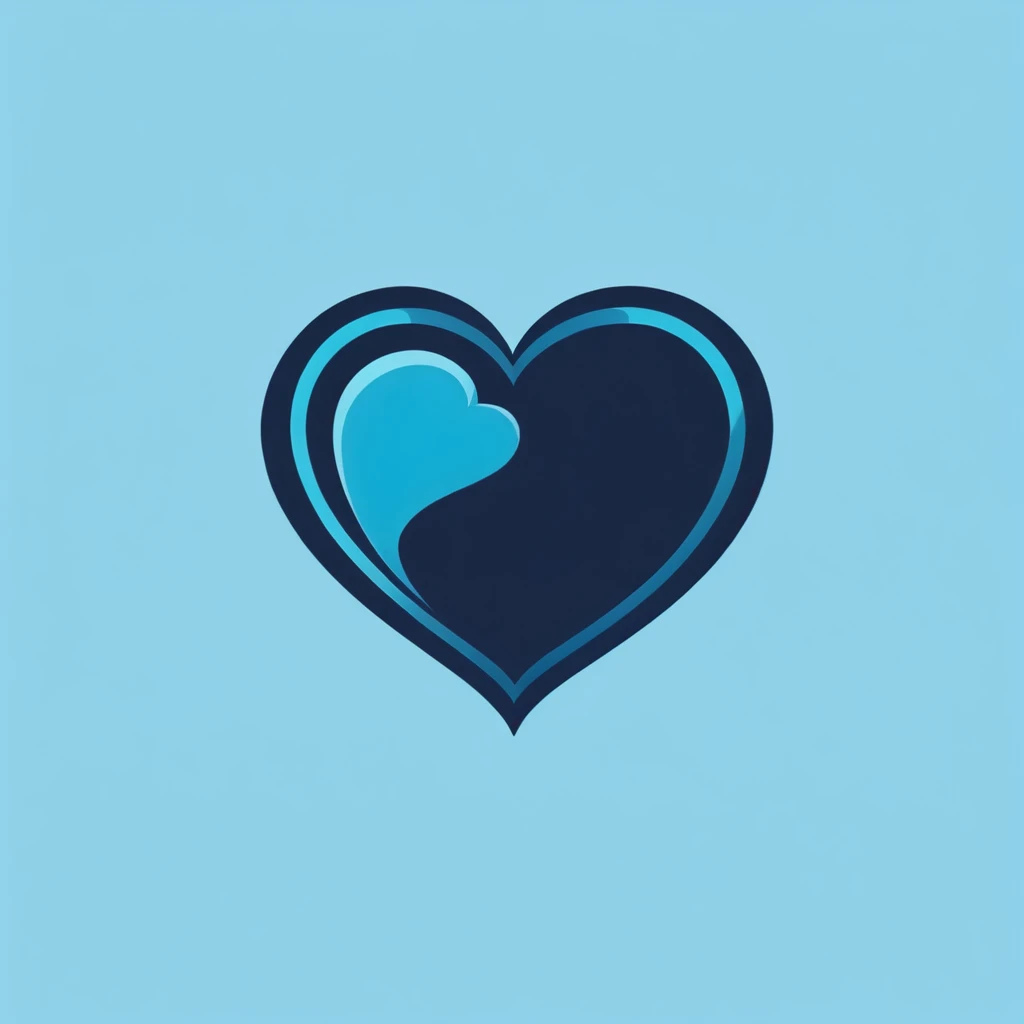 A perfect logo for Disney, with a magical dark blue heart, light blue and turquoise.