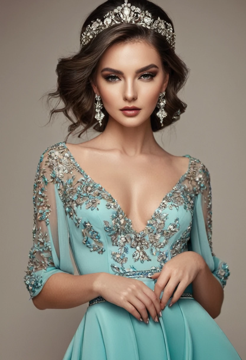 Beautiful woman, beautiful style, beautiful accessories, beautiful makeup, beautiful dress, full-length,