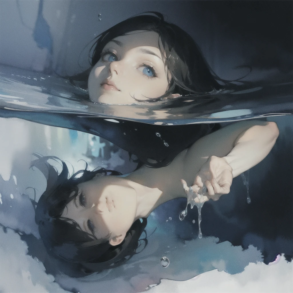 Deep subliminal, Surrealism, in watercolor style, Photorealism, look from the depths