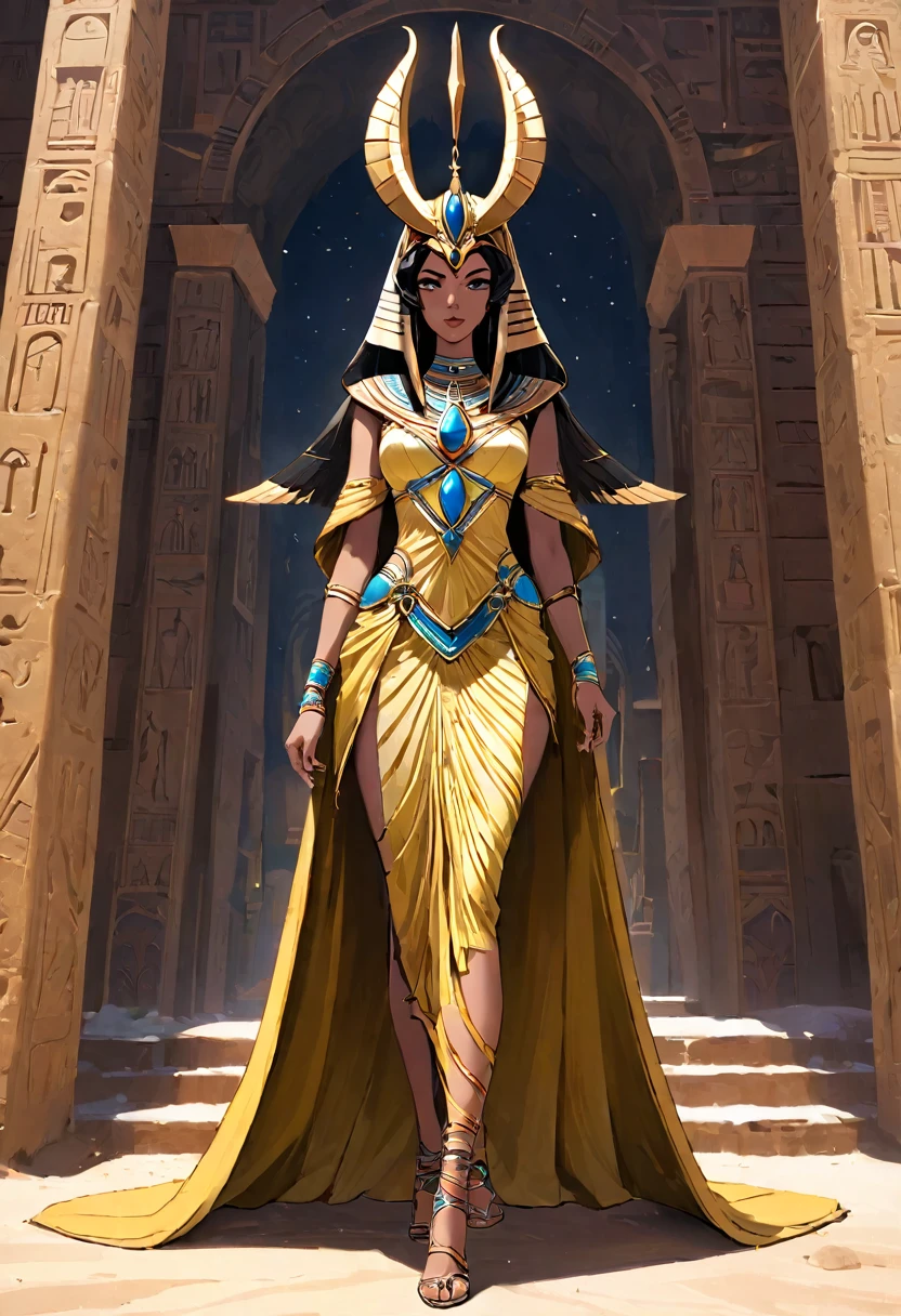 score_9,score_8_superior,score_7_superior,score_6_superior,score_5_superior,score_4_superior, Highest quality, masterpiece:1.2, One Queen, Empire of Sand, The world of The Mummy, Empress of the Desert, Frozen Desert, Night desert, Very elaborate costume, Egyptian-style luxury palace、Anubis&#39; Royal Guard、