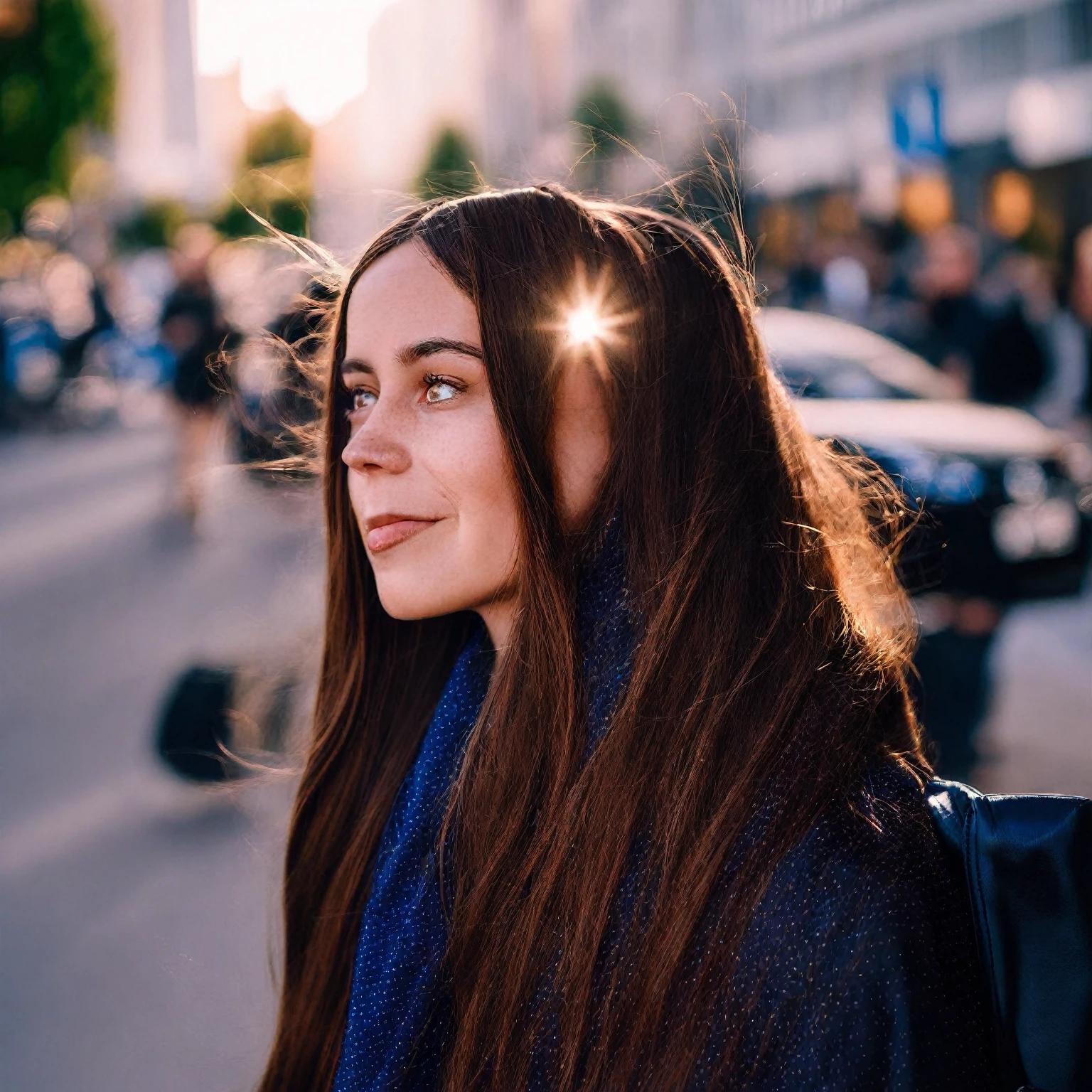 cinematic photo Intermediate portrait of a beautiful ((ah, Woman)) in your 30s , with long hair, candid street portrait in the style of award-winning Martin Schoeller, sony a7r . 35mm photography, film, bokeh, proffesional, 4K, highy detailed