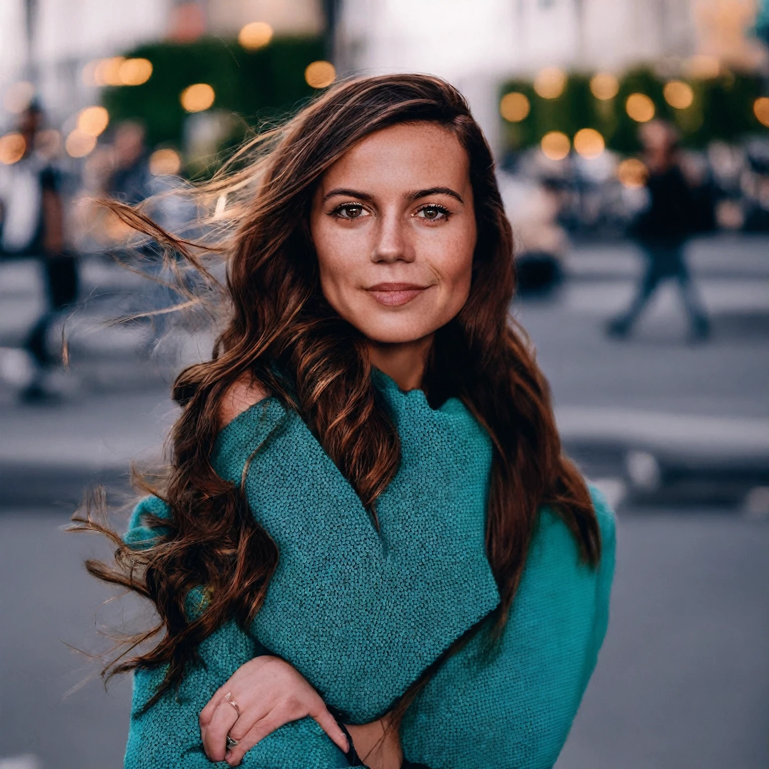 cinematic photo Intermediate portrait of a beautiful ((ah, Woman)) in your 30s , with long hair, candid street portrait in the style of award-winning Martin Schoeller, sony a7r . 35mm photography, film, bokeh, proffesional, 4K, highy detailed