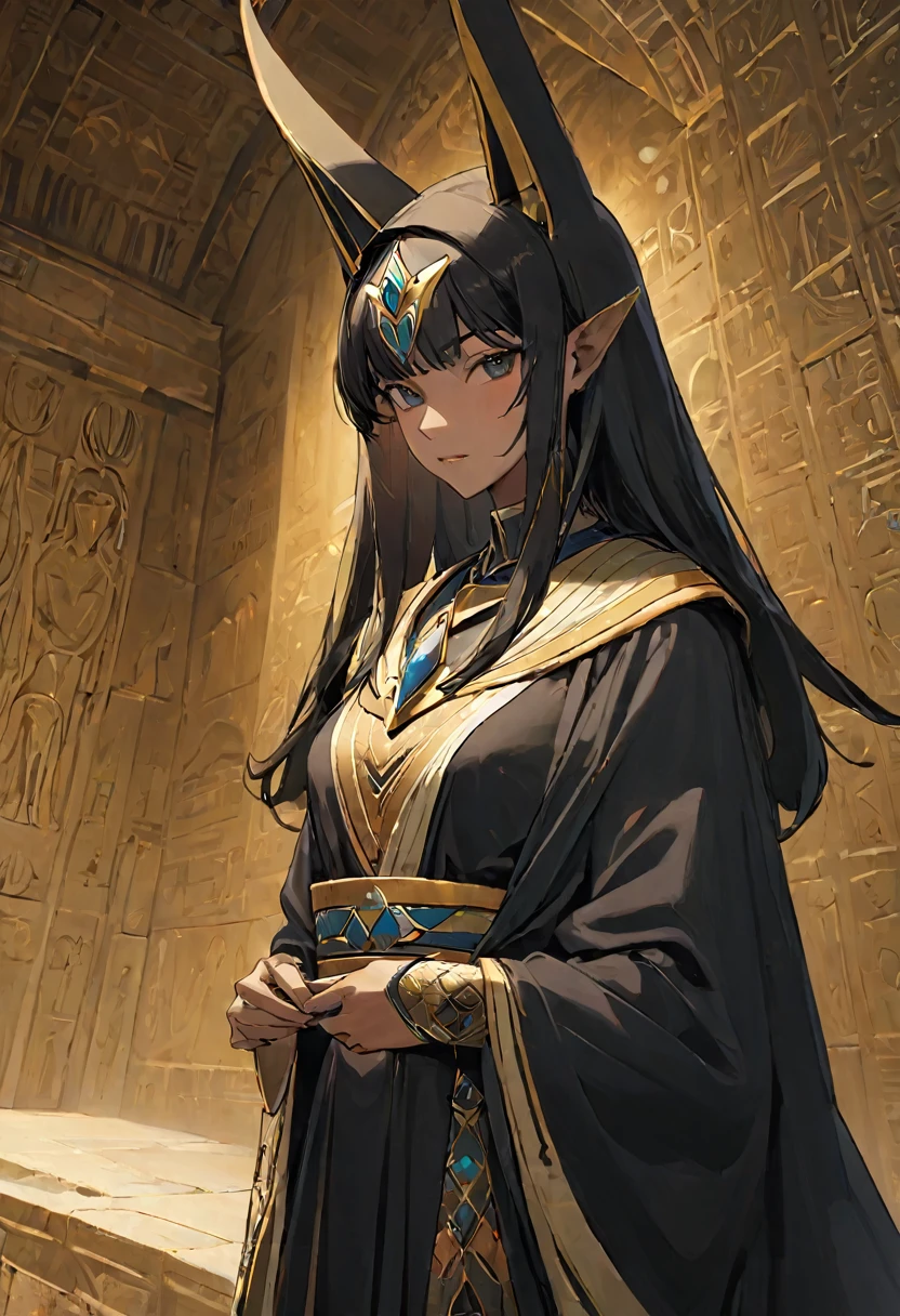 score_9,score_8_superior,score_7_superior,score_6_superior,score_5_superior,score_4_superior, Highest quality, masterpiece:1.2, 一人の女王様とAnubis&#39; Royal Guard:1.37 Empire of Sand, The world of The Mummy, Empress of the Desert, Frozen Desert, Night desert, Very elaborate costume, Egyptian-style luxury palace、Anubis&#39; Royal Guard:1.37、