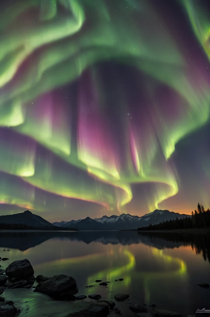 landscape　night　Fantasy　Aurora