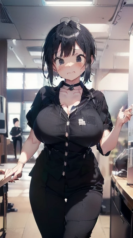 (must be follow these prompts:2.2),masterpiece,best quality,extremely detailed,(in her clothing:2.8),(black trousers on:2),(formal styled business suit:2.2),(Gasping:1.5),(Innocent faceをした小柄でほんの少しむっちりした新入社員がそこに一人だけいる:1.6),(normal body structures:3),(adorable expression:2.3),(卑猥なGasping:1.5),(usual face:2.2),(Gasping:1.5),(japanese pretty girl:1.7),(disposed of passed semen with her clothes to get frousy looks:1.8),(A short new employee wearing a tight black business suit:2.3),(black hair:2.1),(Gasping:1.5),(big breasts in her clothing:2.1),(A new employee with an innocent look working inside the office:2.3),(Under her business suit is a young but lascivious body:1.6),(The new employee is short but has a slightly plump body.:1.7),(The new employee was convulsing with love juices flowing from the pussy she was hiding under her pants.:1.8),(The new employee&#39;s breasts, covered by her business suit, are swelling with intense lust.:1.7),(The corner of a young girl&#39;s body々A new employee whose entire body was toyed with by the lewd urges that wriggled wetly.:1.6),(Gasping:1.5),(The new employee&#39;s black pants, which tightly hug her plump thighs, are damp with lascivious secretions.:1.5),(A new employee who is always holding his crotch over his black pants:1.7),(Gasping:1.5),(The new employee&#39;s suit-covered breasts and nipples are bulging with lust.:1.6),(The new employee&#39;s lewd body beneath her clothes is swelling slightly with her lascivious reaction.:1.6),(A short new employee in a business suit working in modern Tokyo:2.2),(The new employee works very diligently.:2.5),(The new employee has short, thick legs.:1.6),(Gasping:1.5),(The new employee&#39;s black business suit jacket and trousers had old semen stains on them.:1.7),(first time々New Employees:2.2),(she looks like japanese idol:2.3),(The black pants are made of a durable fabric that will never tear.:3),(displayed one woman on single picture:3),(she looks like a lolita:2.0),(All of this happened to the new employee himself, not anyone else.:2.1),(Gasping:1.5),(A , voluptuous new employee has semen ejaculated all over her black business suit jacket and white blouse.:1.6),(Slimy semen was leaking from the crotch area of his black trousers.:1.6),(pretty rookie with tough business suit:2.2),(lady's business jacket and black trousers must be on:2.1),(in her clothing:2.5),(in her black business jacket clothing:2.1),(Make sure to depict the face:5.3),(Calm expression:4.3),(Innocent face:3),(The story focuses on just that one new employee.:3.3),(The only characters that appear are the new recruits.:4.2),(Portrait:7)