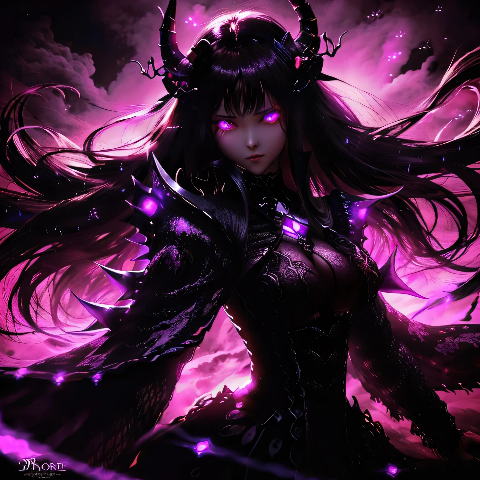 anime girl with horns and purple lights in her hair, demon anime girl, extremely detailed artgerm, anime epic artwork, noire, dark fantasy style art, anime fantasy artwork, inspired by Jin Homura, detailed digital anime art, gothic maiden anime girl, dark demonic dancer, epic fantasy art style, anime fantasy illustration, epic exquisite character art, by Jin Homura