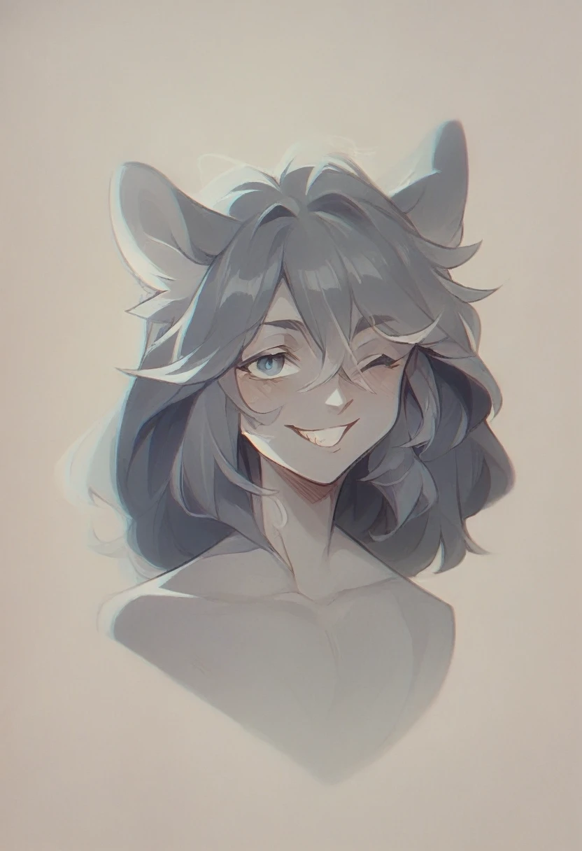 Furina, portrait, strawberry jam on her face, winking
