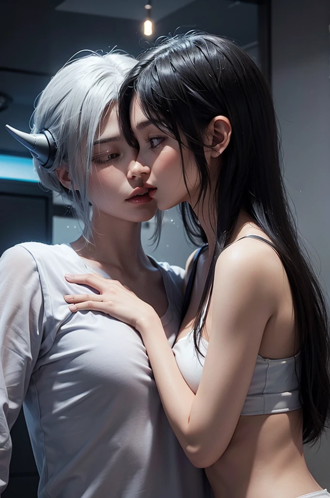 3D RENDER OF TWO ALIENS KISSING EACH OTHER