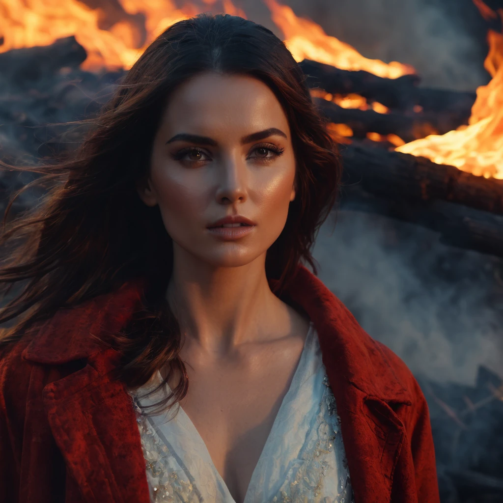 woman in the fire, cinematic, HD, 8k, Fashion