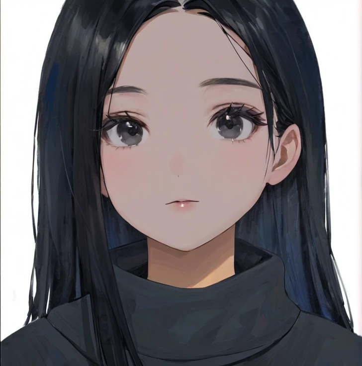 oil painting. girl. black hair. black eyes
