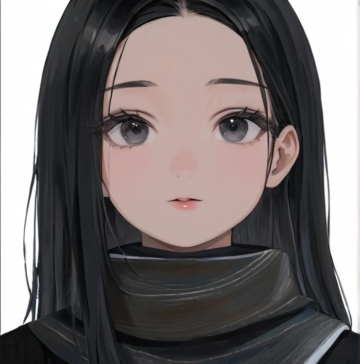oil painting. girl. black hair. black eyes